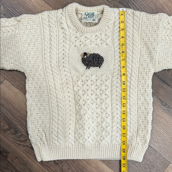 Carriage Donn Aran Pure New Wool Sweater Made in Ireland Size XL kids Cream - Picture 10 of 15